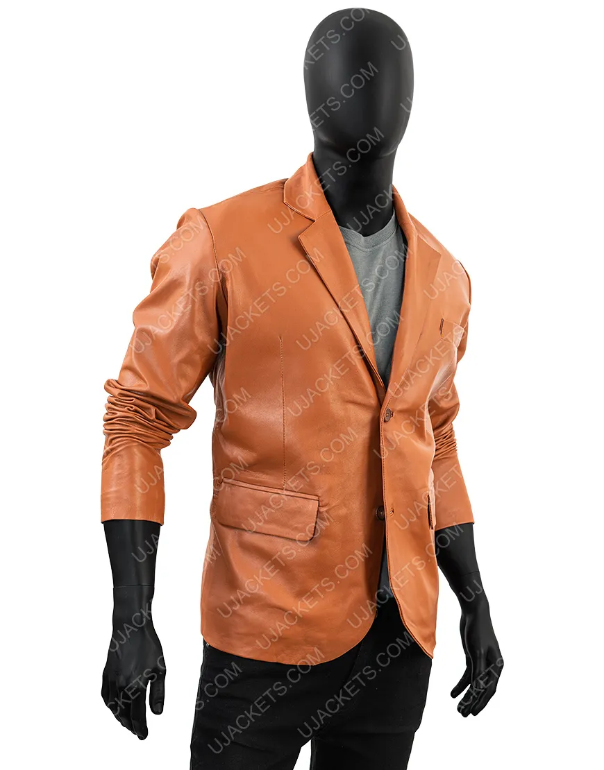 Men's Blazer Overcoat Jacket | Orange Genuine Leather Jacket For Men